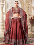 Beautiful Brown Sequins Rangoli Silk Lehenga Choli With Dupatta - Zeel Clothing