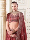 Beautiful Brown Sequins Rangoli Silk Lehenga Choli With Dupatta - Zeel Clothing