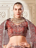 Beautiful Brown Sequins Rangoli Silk Lehenga Choli With Dupatta - Zeel Clothing