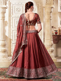 Beautiful Brown Sequins Rangoli Silk Lehenga Choli With Dupatta - Zeel Clothing