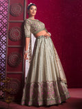 Beautiful Cream Embroidered Silk Wedding Lehenga Choli With Dupatta - Zeel Clothing