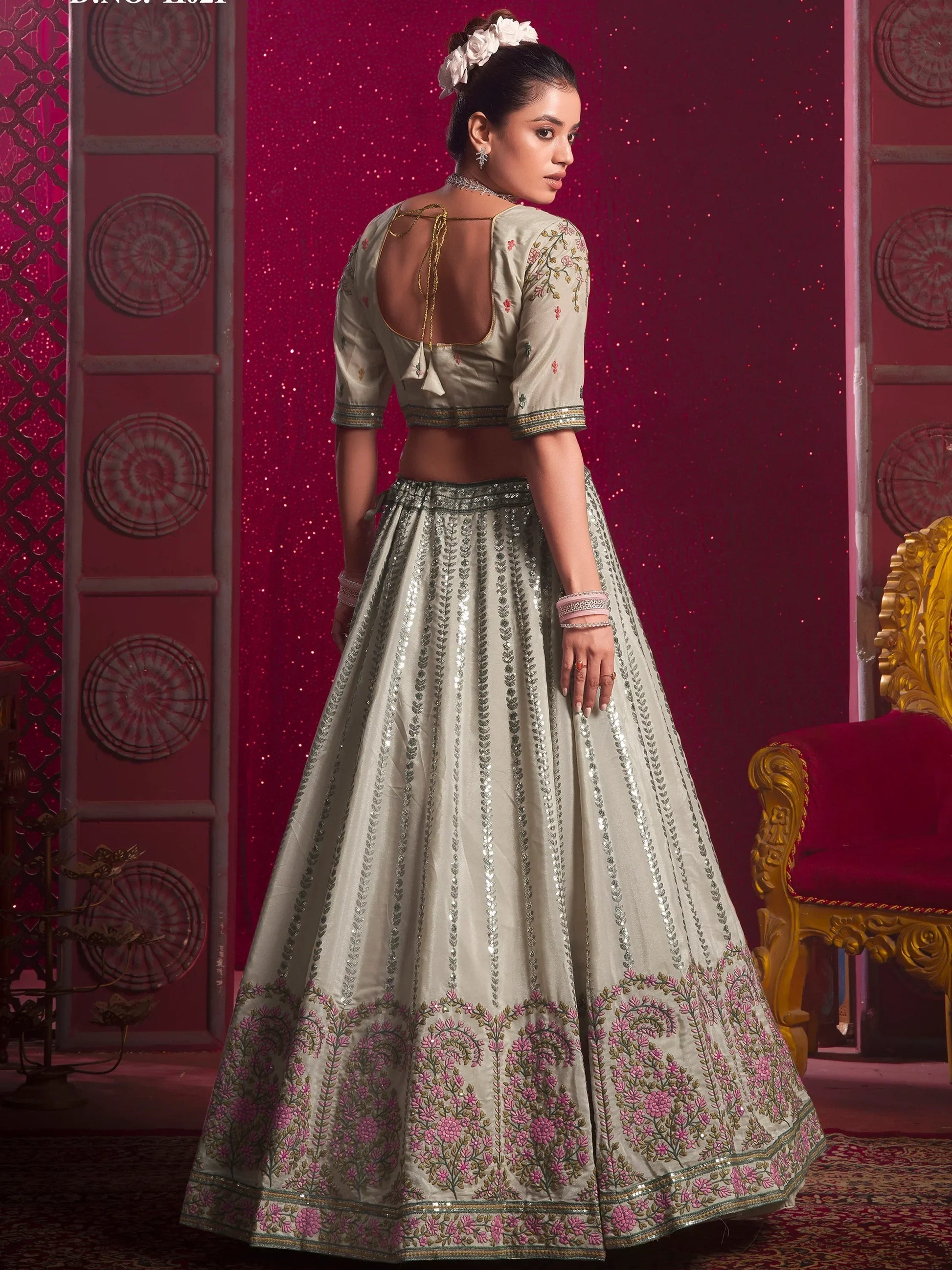 Beautiful Cream Embroidered Silk Wedding Lehenga Choli With Dupatta - Zeel Clothing