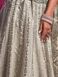 Beautiful Cream Embroidered Silk Wedding Lehenga Choli With Dupatta - Zeel Clothing