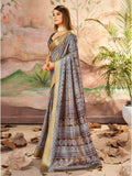 Beautiful Dull Brown Digital Printed Dola Silk Saree With Blouse - Zeel Clothing