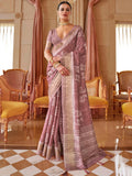 Beautiful Dusty Purple Printed Silk Casual Wear Saree With Blouse - Zeel Clothing
