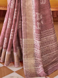 Beautiful Dusty Purple Printed Silk Casual Wear Saree With Blouse - Zeel Clothing
