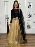 Beautiful Golden Sequins Silk Sangeet Wear Lehenga Choli With Dupatta - Zeel Clothing