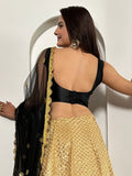 Beautiful Golden Sequins Silk Sangeet Wear Lehenga Choli With Dupatta - Zeel Clothing