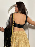 Beautiful Golden Sequins Silk Sangeet Wear Lehenga Choli With Dupatta - Zeel Clothing