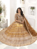 Beautiful Golden Sequins Work Net Wedding Lehenga Choli With Dupatta - Zeel Clothing