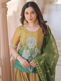 Beautiful Green Bead Embroidered Chinon Designer Palazzo Suit With Dupatta - Zeel Clothing