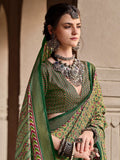 Beautiful Green Digital Printed Silk Event Wear Saree With Blouse - Zeel Clothing