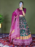 Beautiful Green Dolla Silk Digital Printed Mehendi Wear Lehenga Choli - Zeel Clothing