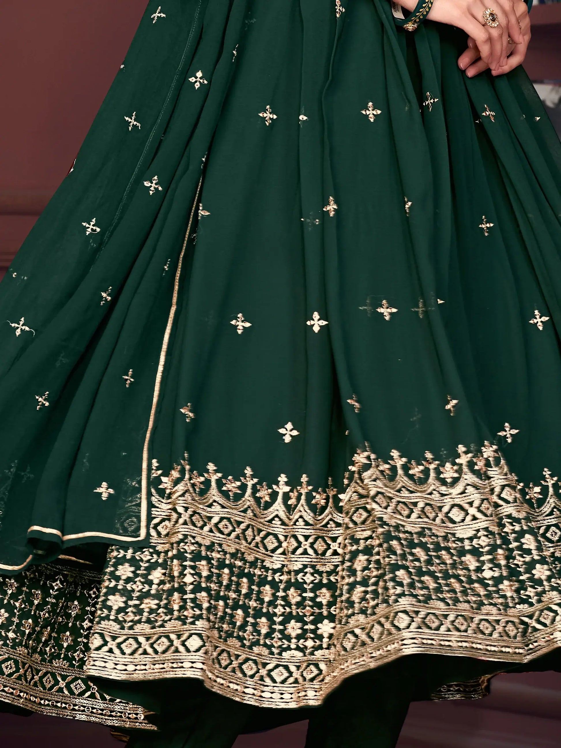 Beautiful Green Embroidered Georgette Festive Wear Anarkali Suit - Zeel Clothing
