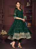 Beautiful Green Embroidered Georgette Festive Wear Anarkali Suit - Zeel Clothing