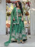 Beautiful Green Embroidered Organza Wedding Lehenga Choli - Zeel Clothing