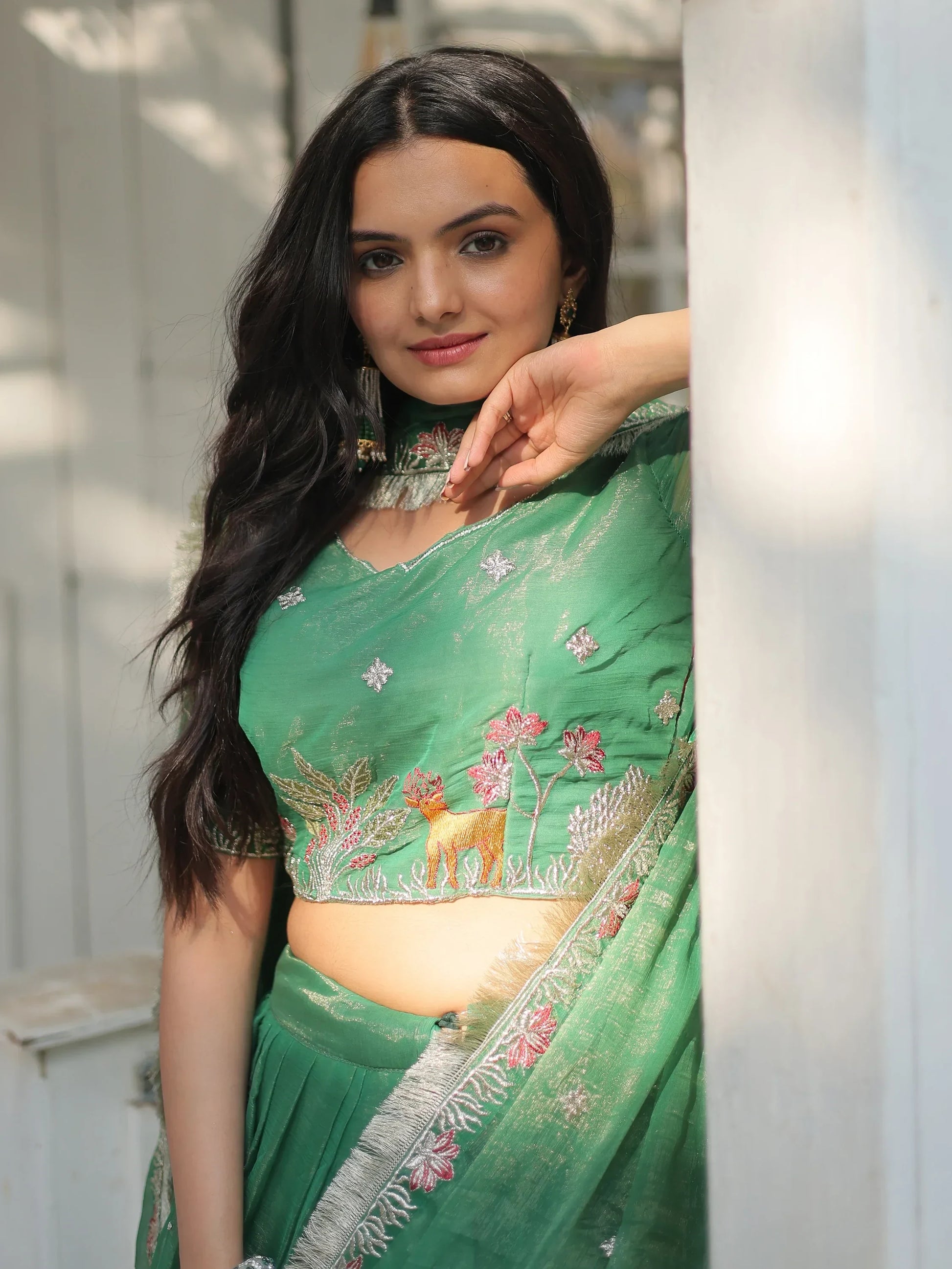 Beautiful Green Embroidered Organza Wedding Lehenga Choli - Zeel Clothing