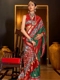 Beautiful Green Patola Printed Silk Event Wear Saree With Blouse - Zeel Clothing