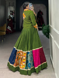 Beautiful Green Rayon Printed Navratri Lehenga Choli With Koti - Zeel Clothing