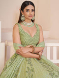 Beautiful Green Sequins Georgette Mehendi Wear Lehenga Choli - Zeel Clothing