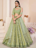 Beautiful Green Sequins Georgette Mehendi Wear Lehenga Choli - Zeel Clothing
