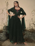 Beautiful Green Sequins Georgette Ready-Made Palazzo Suit - Zeel Clothing