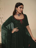 Beautiful Green Sequins Georgette Ready-Made Palazzo Suit - Zeel Clothing