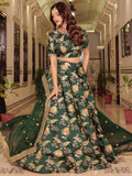 Beautiful Green Thread Embroidered Art Silk Lehenga Choli With Dupatta - Zeel Clothing