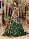 Beautiful Green Thread Embroidered Art Silk Lehenga Choli With Dupatta - Zeel Clothing