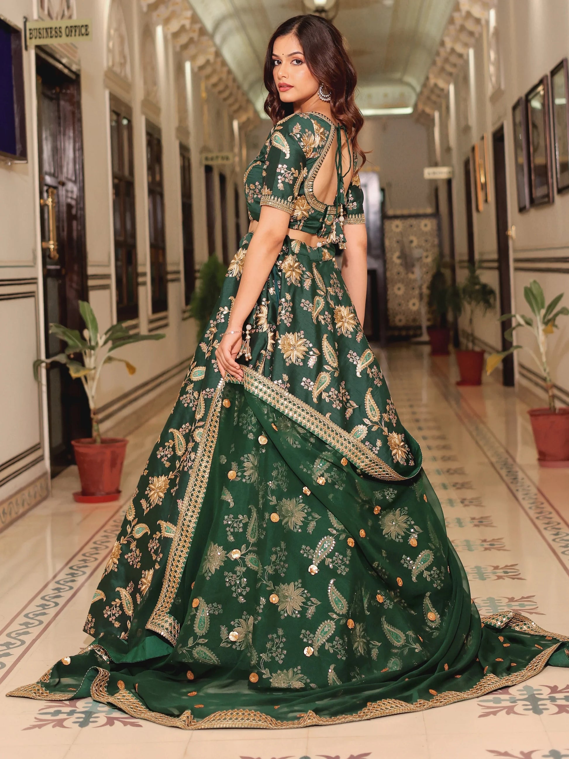 Beautiful Green Thread Embroidered Art Silk Lehenga Choli With Dupatta - Zeel Clothing