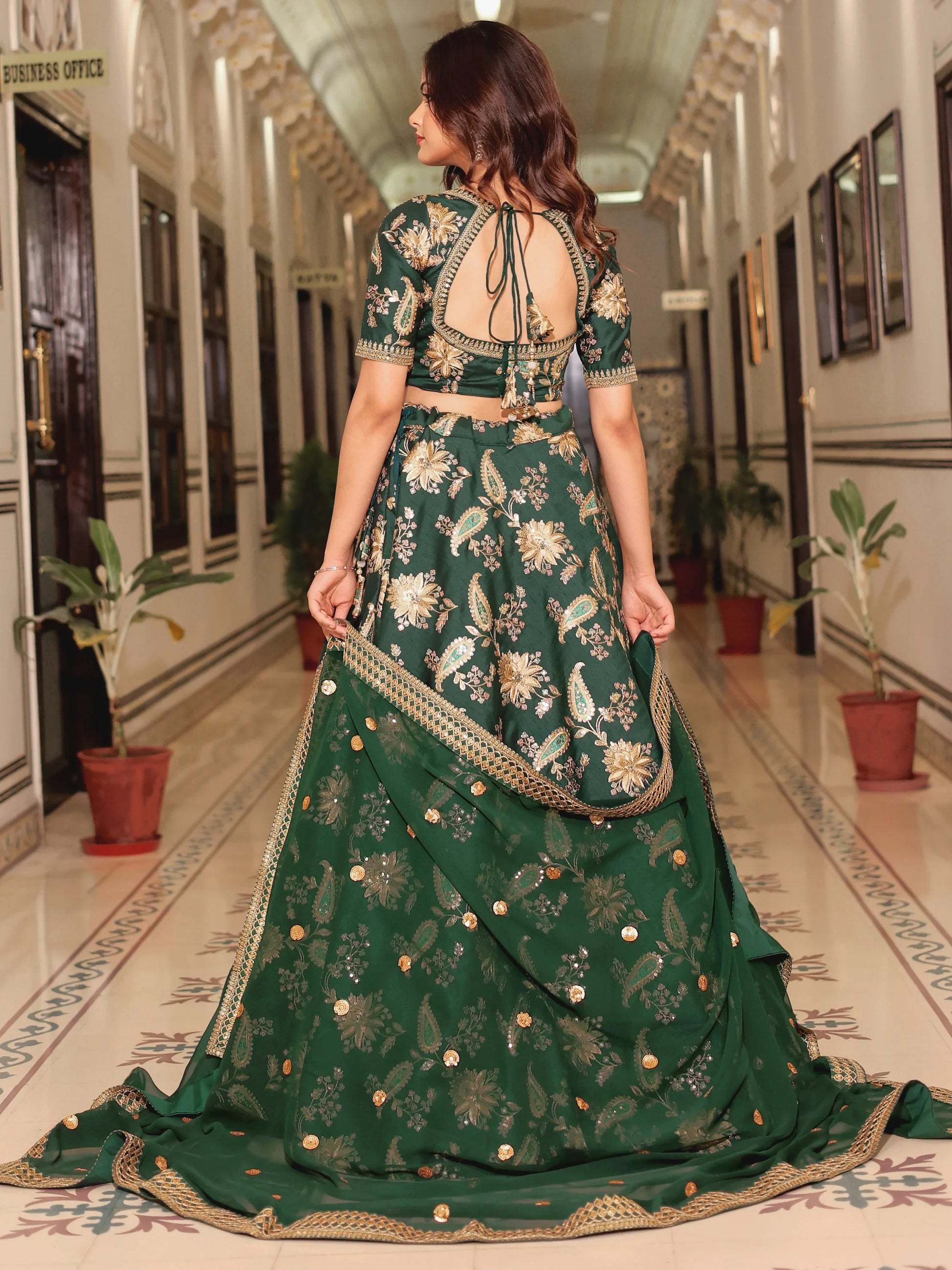 Beautiful Green Thread Embroidered Art Silk Lehenga Choli With Dupatta - Zeel Clothing