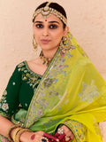 Beautiful Green Thread Embroidered Viscose Evening Wear Saree - Zeel Clothing