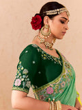 Beautiful Green Thread Embroidered Viscose Evening Wear Saree - Zeel Clothing