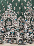 Beautiful Green Thread Work Satin Lehenga Choli With Dupatta - Zeel Clothing