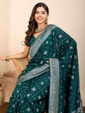 Beautiful Green Zari Weaving Silk Festival Wear Saree With Blouse - Zeel Clothing