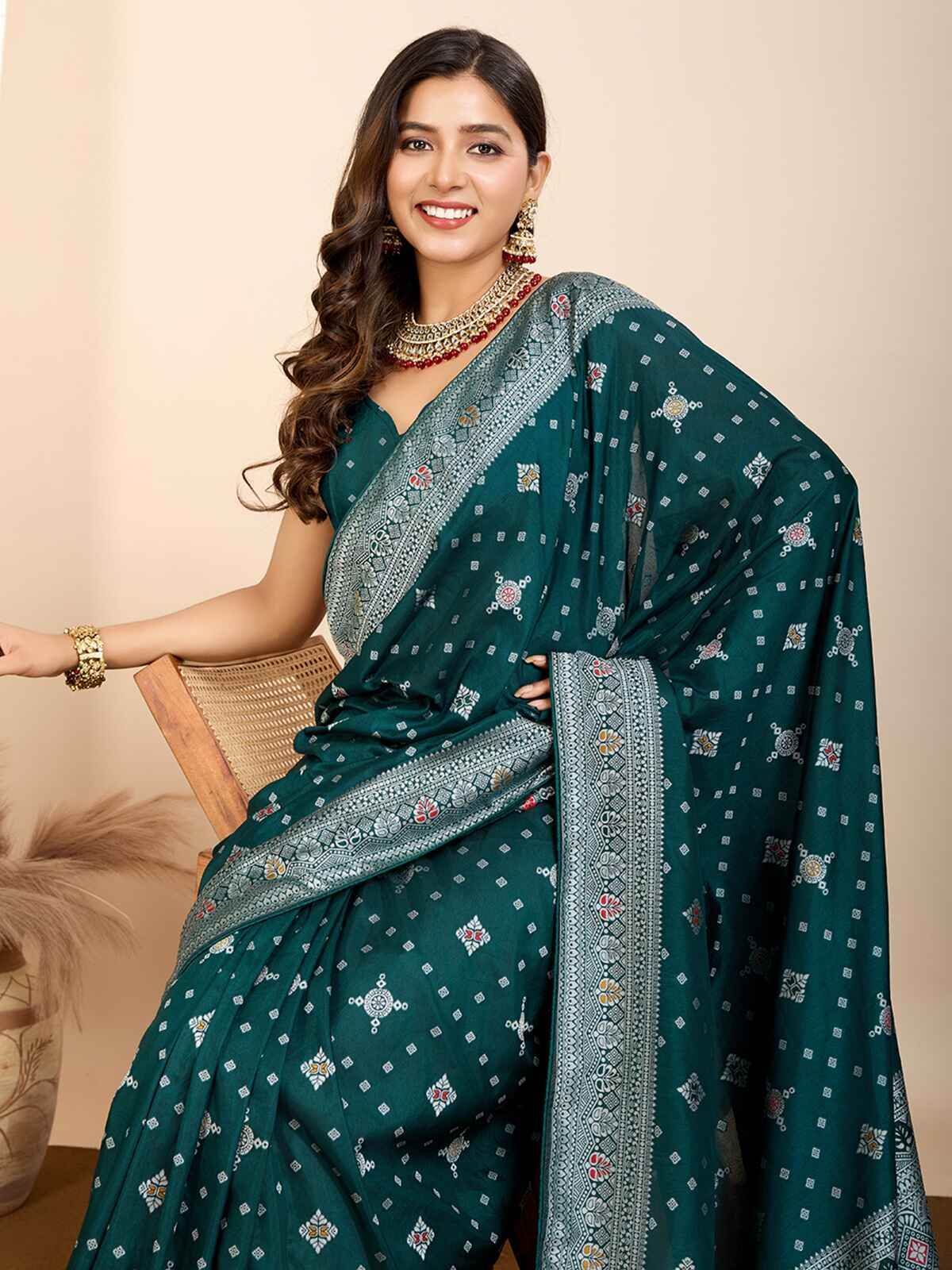 Beautiful Green Zari Weaving Silk Festival Wear Saree With Blouse - Zeel Clothing