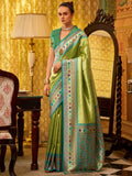 Beautiful Green Zari Weaving Tissue Silk Festive Wear Saree With Blouse - Zeel Clothing