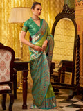 Beautiful Green Zari Weaving Tissue Silk Festive Wear Saree With Blouse - Zeel Clothing