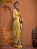 Beautiful Grey Weaving Silk Festival Wear Saree With Blouse