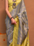 Beautiful Grey Weaving Silk Festival Wear Saree With Blouse
