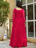 Beautiful Hot Pink Kutchi Patch Work Georgette Traditional Gown - Zeel Clothing