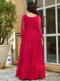 Beautiful Hot Pink Kutchi Patch Work Georgette Traditional Gown - Zeel Clothing