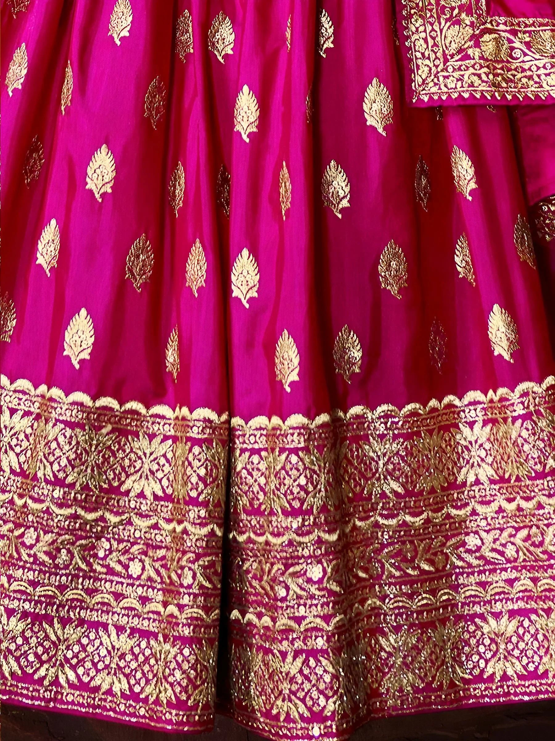 Beautiful Hot Pink Sequins Silk Wedding Lehenga Choli With Dupatta