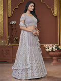 Beautiful Lavender Jarkan Work Net Bridesmaid Lehenga Choli - Zeel Clothing
