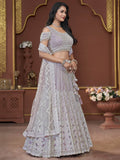 Beautiful Lavender Jarkan Work Net Bridesmaid Lehenga Choli - Zeel Clothing