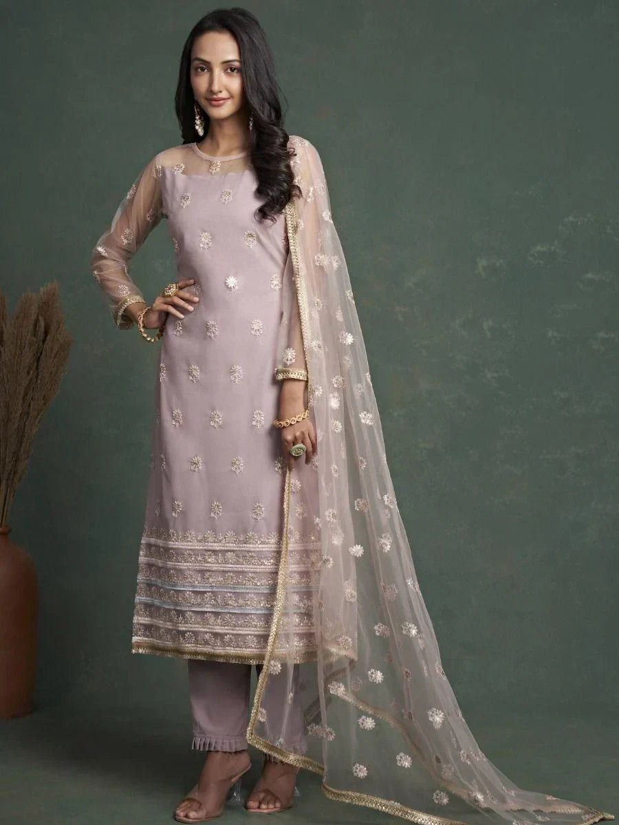 Beautiful Lavender Sequins Butterfly Net Festival Wear Salwar Kameez - Zeel Clothing
