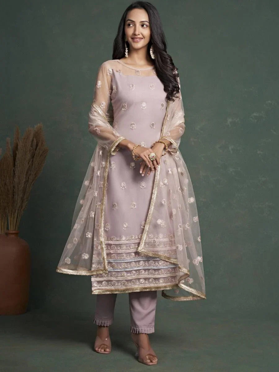 Beautiful Lavender Sequins Butterfly Net Festival Wear Salwar Kameez - Zeel Clothing
