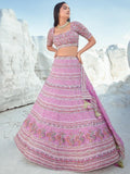 Beautiful Lavender Sequins Georgette Lehenga Choli With Dupatta - Zeel Clothing