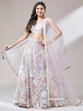 Beautiful Lavender Sequins Net Bridesmaid Lehenga Choli With Dupatta - Zeel Clothing