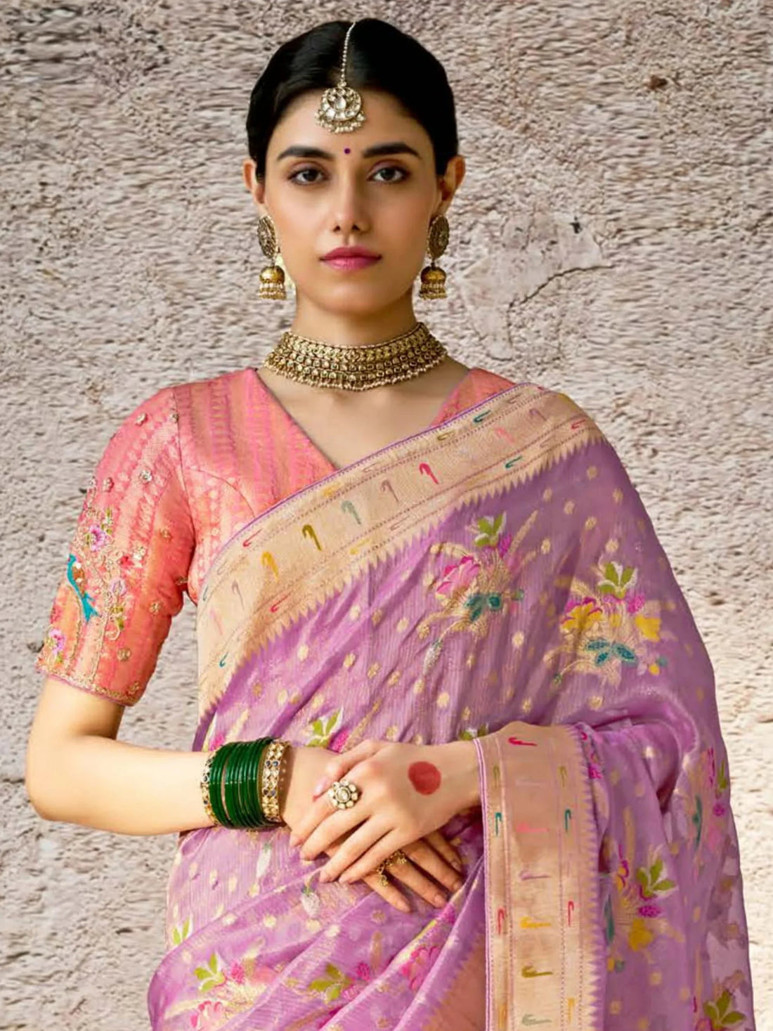 Beautiful Lavender Zari Weaving Silk Wedding Wear Saree With Blouse - Zeel Clothing